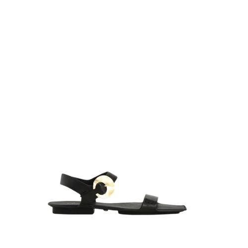 20% OFF on Leather Hammered Buckle Flats - Black