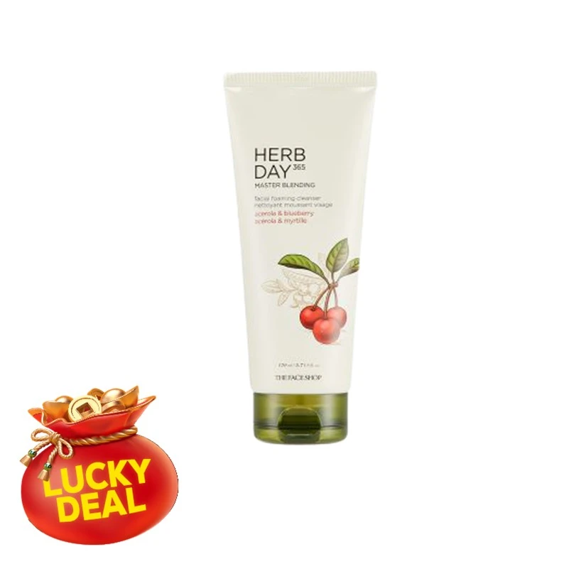BUY 1 TAKE 1 ON THE FACE SHOP HERB DAY 365 FACIAL FOAMING CLEANSER ACEROLA & BLUEBERRY