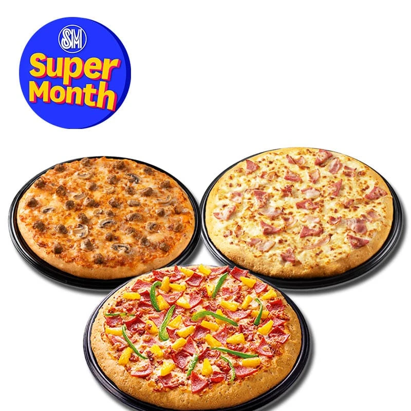 3 for P499 on 9” Overload Trio pizzas